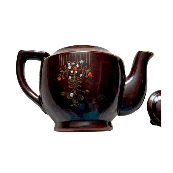 Japan 1940’s Vintage Moriage Brown Teapot Small - Picture 8 of 14